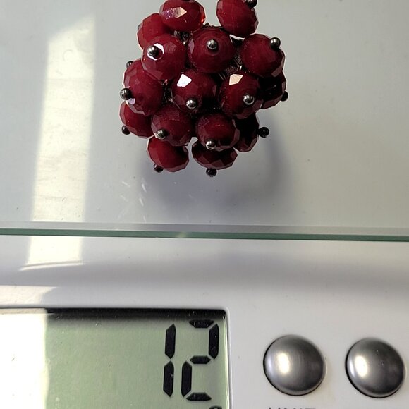 Red Crystal Bead Cluster Ring Adjustable Crystal Ring Statement Crystal Ring - Picture 6 of 6
